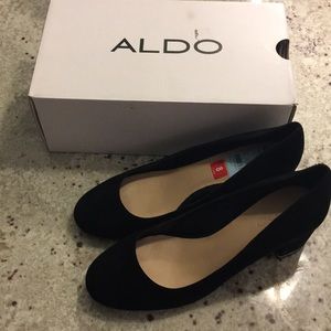 Aldo “Falia” Black Suede Block Heels